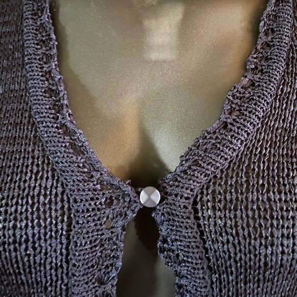 Sag Harbor Single Button Front Cardigan - Large Navy Blue - Picture 2 of 6